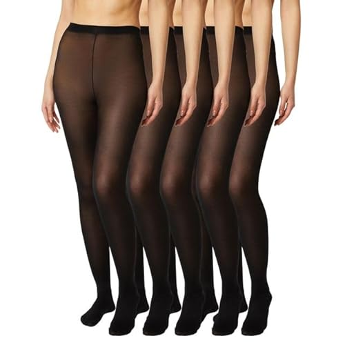 FM London Damen (5er-pack) Strumpfhose Für Tights, Schwarz, S EU