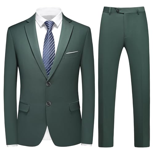 KUDMOL Herren Anzug - Slim Fit Business Hochzeit Formal Dinner Smoking Anzug für Männer - Klassischer Blazer Weste Hose Set