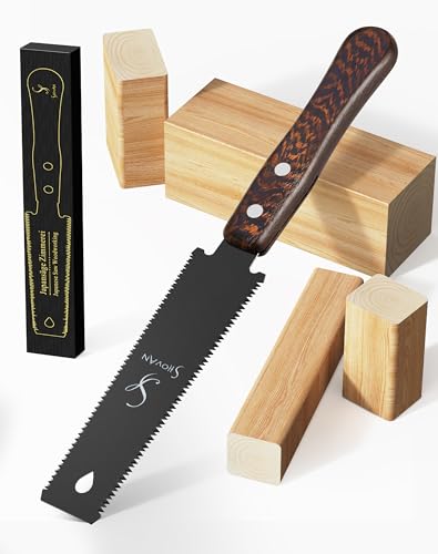 Japansäge Ryoba Klein Saw mit Doppelverzahnung 12/17 TPI, Handsäge Holzsäge – 0,6 mm Dünnes Stabil Sägeblatt Feinsäge für Heimwerken Tischler Werkzeug - Hähnchenflügel Holz Griff