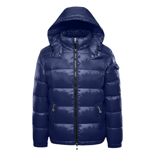 Generisch Steppjacke Herren Blau,Daunenjacke Herren Winterjacke Glänzende Leicht Warm Steppjacke Winter Puffer Jacke Mit Kapuze Und Reißverschluss Winterjacke Hooded Dicke Outdoorjacke Puffermantel
