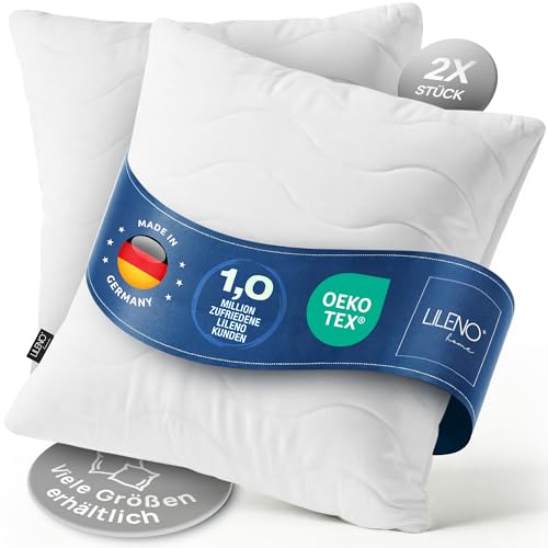 LILENO HOME Allergiker Kopfkissen 80x80 (2er Set) – 95°C waschbar, Oeko-Tex & Made in DE – Kissen 80x80 anpassbar für himmlischen Schlaf – Haut schmeichelndes & geruchsfreies Pillow