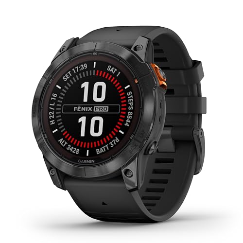 Garmin fēnix 7 Pro – GPS-Multisport-Smartwatch mit Solarladelinse, Farbdisplay und Touch-/Tastenbedienung, TOPO-Karten, über 60 vorinstallierte Sport-Apps, GarminMusic und GarminPay