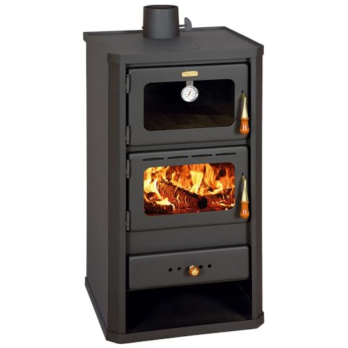 EEK A - Prity FM - 12.1 Holzofen mit Backofen, Kaminofen mit hoher Heizleistung effizienter Holzofen für Haus, Wohnung und Ferienhaus
