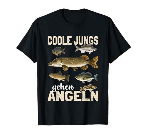 Coole Jungs gehen Angeln lustiges Fische Sportfischer Angler T-Shirt