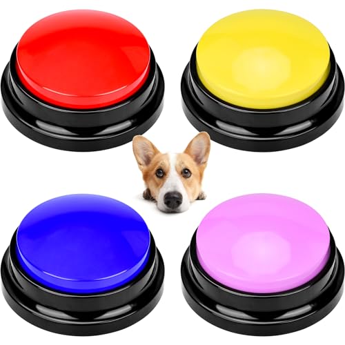 MINSHUXI 4 Stück Farbige Buzzer Mit Aufnahmefunktion Buzzer Mit Aufnahmefunktion Buzzer Hund Hundeknopf für Hund Interaktion