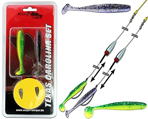 Angel-Berger Wild Devil Baits Texas Carolina Set Texas-Carolina Monatage Ready2Fish Texas Rig Carolina Rig Finesse Montage Zander