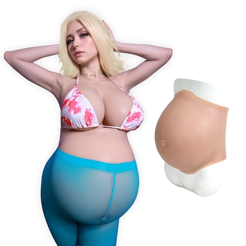 ROANYER Silikon Schwangerer Bauch Realistisch Zwillinge Fake Babybauch Falsche Schwangerschaft 5-9 Monate Film Cosplay Kostüme (M-Natur)