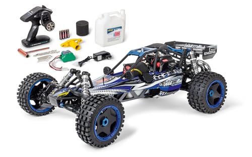 Carson 500304033 1:5 Wild GP Attack 2.4G 100% RTR blau - RC Verbrenner, 1.8 PS, 2WD, bis zu 65 km/h schnell, Premium Bauteile, Offroad, RTR, 2.4 GHz, ferngesteuertes Auto, blau