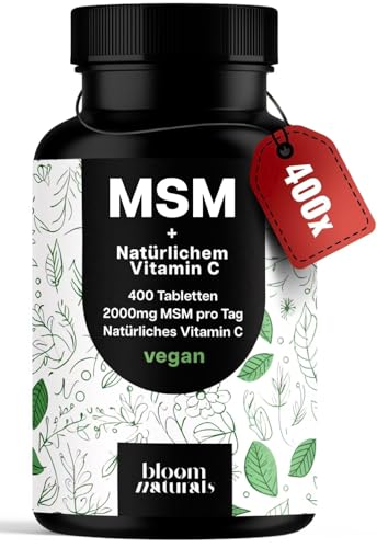 MSM Tabletten Hochdosiert - 400 Stück - 2000 mg MSM + Natürliches Vitamin C - Alternative zu Kapseln - Vegan & Produziert in Deutschland - Laborgeprüft