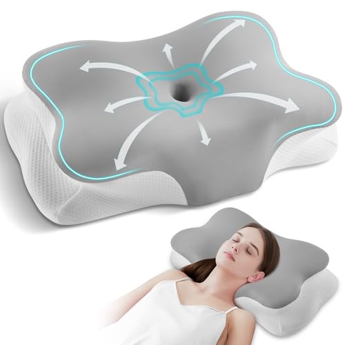 Silkena Kissen, Nackenkissen Memory Foam, Ergonomisches Kopfkissen mit Nackenstütze für Seiten-, Rücken-, Bauchschläfer – mit abnehmbarem Bezug