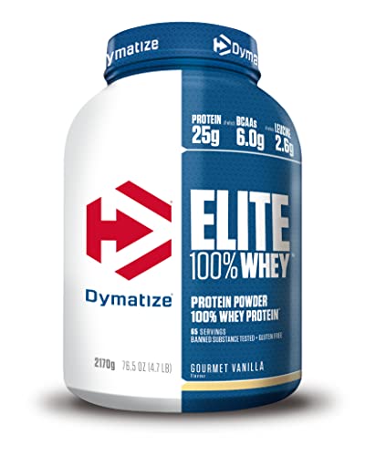 Dymatize Elite 100% Whey Gourmet Vanilla 2170g - High Protein Low Sugar Pulver + Whey Protein und BCAAs