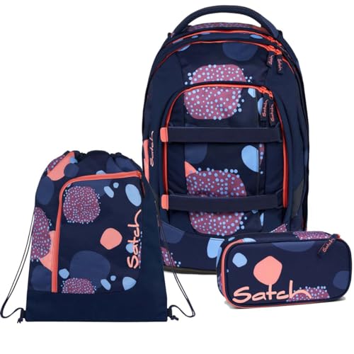Satch Pack Schulrucksack Set 3tlg. inkl. Schlamperbox und Sportbeutel (Coral Reef)