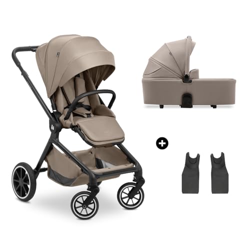 hauck Move N Care Set, Mocha - 2 in 1 Kombikinderwagen ab Geburt bis 22 kg - Babywanne & Wendbarer Buggy mit Liegefunktion, Teleskopgriff, Gummiräder, Federung, UPF 50+, XL Korb