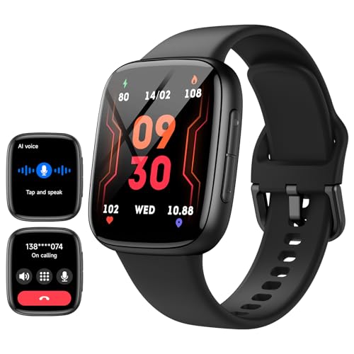 Smartwatch Herren mit Bluetooth Anrufe & KI, 1,85″ AMOLED Touchscreen Fitnessuhr mit Herzfrequenz, SpO2, Schlaf- und Stressüberwachung,100+ Sportmodi,3ATM Wasserdicht Smart Watch für Android & iOS