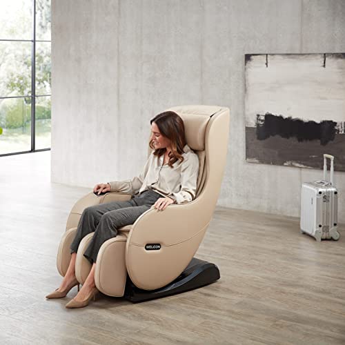 WELCON Massagesessel EASYRELAXX BEIGE - 3D Massagestuhl mit Neigungsverstellung elektrisch, Automatikprogramme Knetmassage Klopfmassage Rollenmassage Airbagmassage Sessel Massagestuhl
