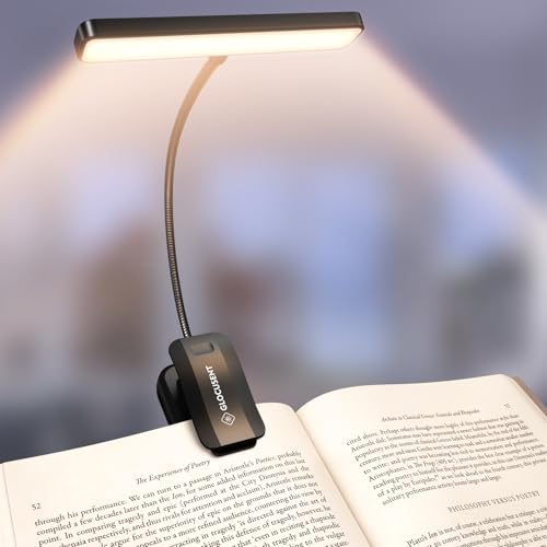 Glocusent Leselampe Buch Klemme 26 LEDs, Buchlampe mit 5 Farbtemperatur & Stufenlose Helligkeit, USB-C Wiederaufladbares Leselicht, Lange Laufzeit, 360° Flexibel für Nachtlesen ins Bett