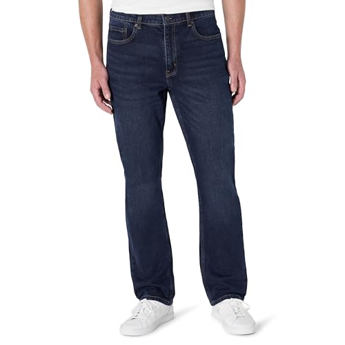 Amazon Essentials Herren Leicht elastische Straight Fit-Jeans, Dunkle Mitternacht, 36W / 32L