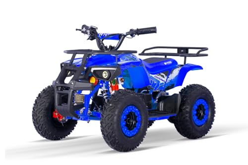 Nitro Motors Eco Dusty 1200W 48V Kinderquad 6 Zoll BTF Profile XL Elektro Quad LED Drossel (Blau)