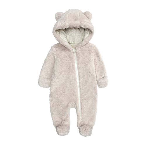 KIDDLETOWN Baby Overall Winter Fleece Strampler Baby Schneeanzüge mit Kapuze Neugeborenes Bär Schneeanzug Junge und Mädchen Einteiliger Anzug für 0-3 Monate
