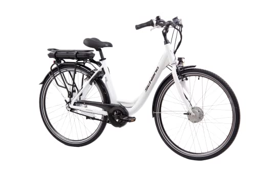 F.lli Schiano E-Moon, E Bike für die Stadt 28 Zoll, 36V 13Ah Abnehmbarer Akku, Motor 250W 40Nm, City Ebike für Herren/Damen, Weiss