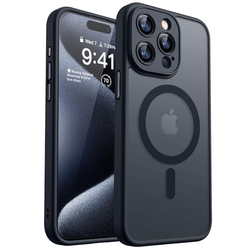 CANSHN 2024 Neu für iPhone 15 Pro Max Hülle mit Kameraschutz für Magsafe (TOP Militärschutz & Magnetkraft) Extrem Haltbarkeit Hülle iPhone 15 Pro Max Case Stoßfest, Schwarz
