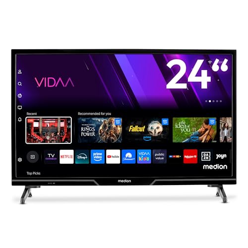 MEDION 59,8 cm (24 Zoll) HD Fernseher (Smart-TV, HDR, VIDAA Store, Prime Video, Disney+, DAZN, Paramount+, HbbTV, PVR, Bluetooth, MD 824101)