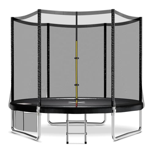 JUMMICO Trampolin Outdoor Ø 183/228/305/366/427 cm, Gartentrampolin für Kinder mit Leiter und Seitentasche (Schwarz,228cm)