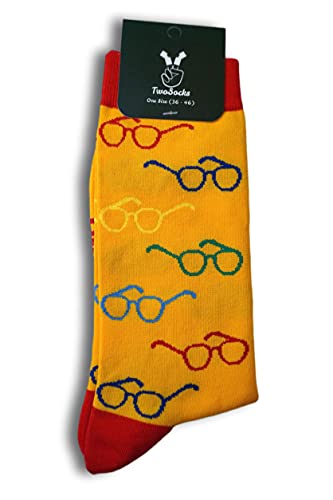 TwoSocks lustige Socken Damen Herren witzige Strümpfe als Geschenk Einheitsgröße (Brille)