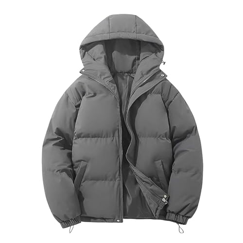 Wintermantel Herren, Steppjacke Herren Winter Puffer Jacke Mit Kapuze Warm Gefüttert Daunenjacke Einfarbig Wintermantel Outdoor Dick Steppmantel Leichte Komfortabel Parka Jacke Loose Winterjacke