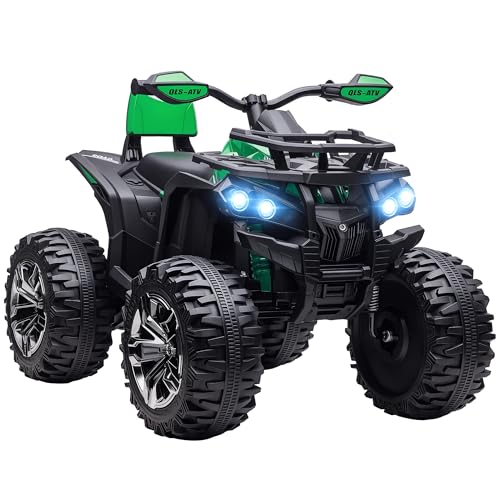HOMCOM Elektro Quad für Kinder, 12V 10Ah Kinder Quad mit Vorwärts-, Rückwärtsfunktion, 2 Motor, USB-Anschluss, MP3-Musikplayer, Kinderfahrzeug mit Scheinwerfer 3-8 km/h, für 3-5 Jahre, Grün