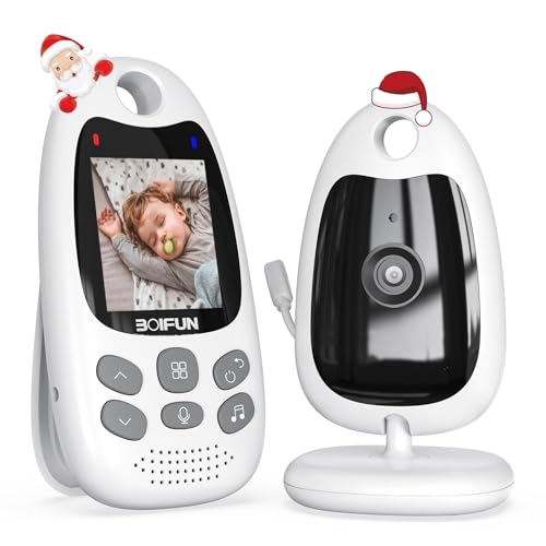 BOIFUN Babyphone mit Kamera Tragbares Vox-Funktion Temperatursensor Nachtsicht-Video-Babyfon 2,4 Ghz, Intelligentes Standby Baby Monitor Gegensprechanlage Schlaflieder Lange Akkulaufzeit, 720p