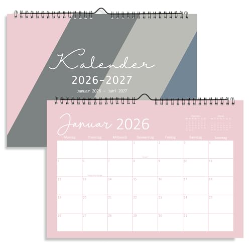Kalender 2026/2027 Wandkalender, 18 Monate Kalender A4 von Jan 2026 bis Jun 2027, Wandkalender 2026 Familienplaner Monatskalender für Zuhause Büro, 30x21cm (Schlicht Vier Farben)