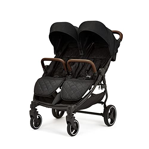 Ickle Bubba Venus Doppel kinderwagen - geeignet von Geburt bis 15 kg (ca. 3 Jahre), leichter, faltbarer Zwillingskinderwagen mit Regenschutz (Schwarz)