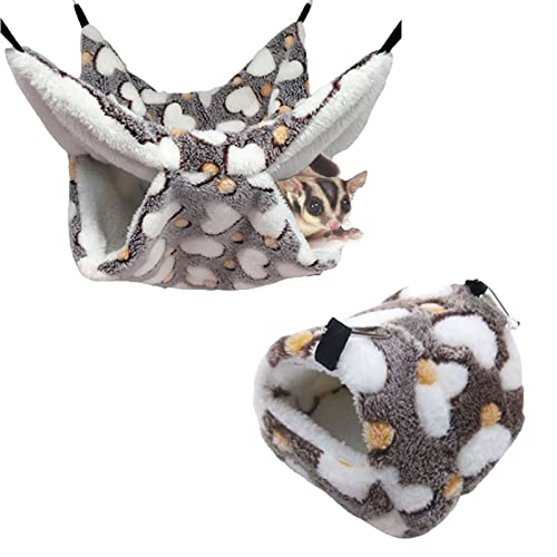DKDDSSS 2 Stück Kleintier Hängematte, Doppellagig Hängematte Meerschweinchen Kleintiere Betthöhle, Käfig-Hängematte Set Zubehör, Guinea Pig Ratte Chinchillas Totoro Hamster Frettchen Mäuse Nager