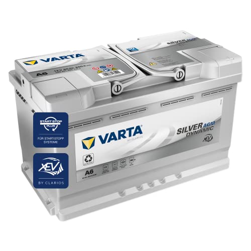 VARTA Silver Dynamic AGM Batterie A6 – Start-Stop und xEV Autobatterie 12V 80Ah 800A – Starterbatterie für Autos mit hohem Energiebedarf