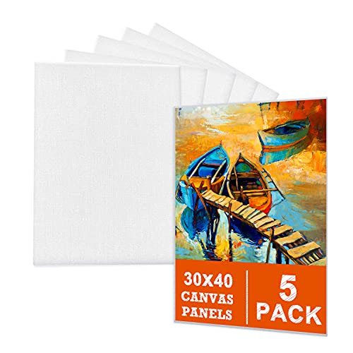 Leinwand zum Bemalen Set (5er Pack) – 30 x 40 cm, Vorgespannte Weiße Künstler Canvas Panel Leinwände - 3mm starkem Malkarton -Geeignet für Acryl und Öl Malerei Sowie zum Skizzieren und Zeichnen