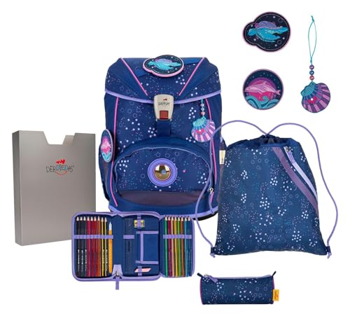 DER DIE DAS leichter Schulrucksack, ErgoFlex Deep Ocean Set 5-teilig, ca. 22 l Volumen, ca. 800 g Gewicht