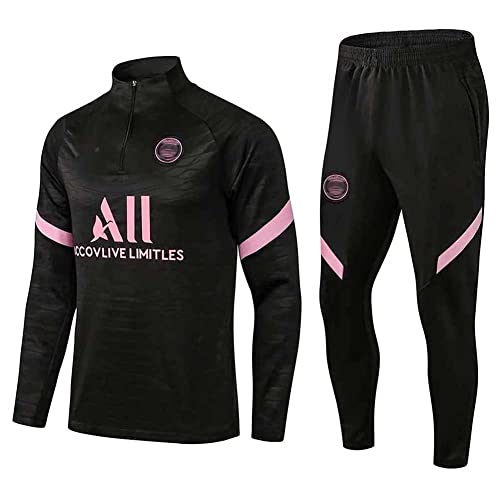 JIEAGY Paris Jersey Trainingsanzug Langarm Jacke Frühling und Herbst Jacke Trainingsanzug Fußball Personalisierte Uniform PSG Männer Frauen (M-Medium, Schwarz)