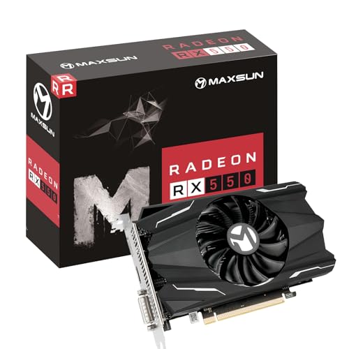 maxsun Grafikkarten AMD Radeon RX 550 Grafikkarte 4GB Graphics Card ITX Computer PC Gaming GPU, 128-Bit DirectX 12 PCI Express X16 3.0 DVI-D Dual Link, HDMI, DisplayPort