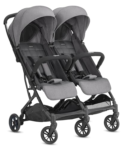 Inglesina Twin Sketch Zwillingskinderwagen, Grau, Ultraleicht und Kompakt, Ideal für Zwillinge oder Geschwister, Hoher Komfort, bis zu 15 kg