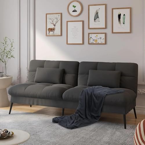 Herpaty Sofa 3 Sitzer Sofa Schlafsofa mit Schlaffunktion, überzug Futon Klappsofa, Bettcouch, Couch, 5 Verstellbare Winkel, Ideal für Wohnungen