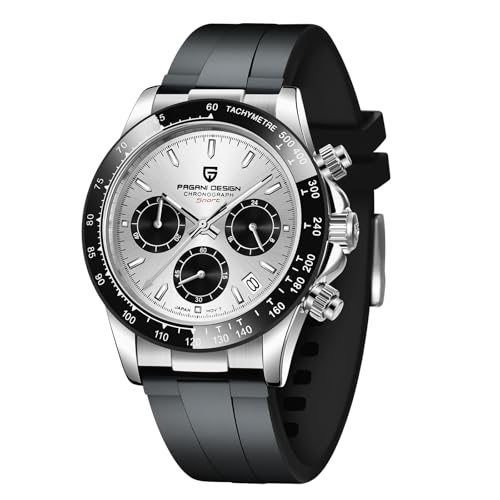 Pagani Design Herrenuhr VK63 Uhrwerk Daytona Chronograph Herren Hommage Quarz Uhr Keramik Lünette Edelstahl Sport Gummiband wasserdichte Taucheruhren Herren