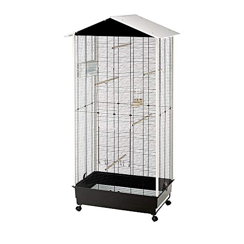 Ferplast Vogelvoliere Vogelkäfig Wellensittiche, Außengebrauch, inkl Räder und Vogelzubehör, 77 x 57 x h 162 cm