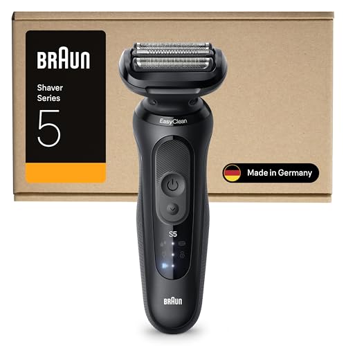 Braun Series 5 Rasierer Herren Elektrisch, Elektrorasierer Herren mit 50 Min. Akku, Rasierapparat, Kabelloser Nass- und Trockenrasierer für Männer, Wasserdicht, Made in Germany, 52-N1000si, Schwarz