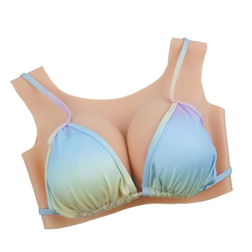 KUICEO B Cup Silikon Brustplatte – U-förmiges, atmungsaktives Rückendesign, hautfreundliche Brustform für Crossdresser, Cosplay & Drag Show (Hochelastische Baumwolle, Hautfarbe, B)