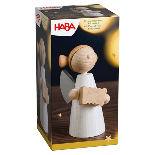HABA Engel mit Akkordeon – Weihnachtliche Holz-Dekoration aus Buchenholz – Stilvoller Schutzengel für Advent & Festliche Atmosphäre – 2012295001