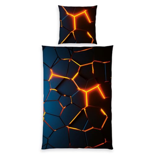 Herding 3D Effekt Bettwäsche-Set, Kopfkissenbezug 80 x 80 cm, Bettbezug 135 x 200 cm, Mit leichtläufigem Reißverschluss, 100% Baumwolle/Renforcé