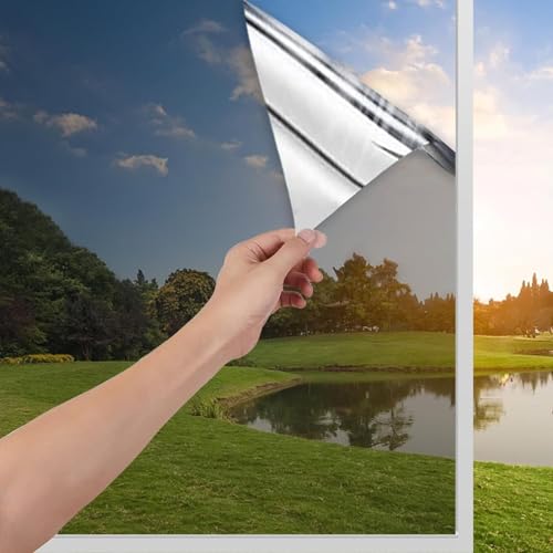 Fenster Spiegelfolie Blickdicht Außen UV Folie Fenster Hitzeschutz 40x200cm, Sonnenschutzfolie Fenster innen, Thermofolie Fenster gegen Hitze, Fensterfolie Sonnenschutz