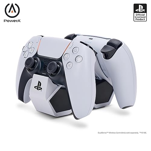PowerA Doppelladestation für kabellosen DualSense-Controller (EU), DualSense Controller-Ladestation, Laden, Sony PlayStation, PS5, offiziell lizenziert