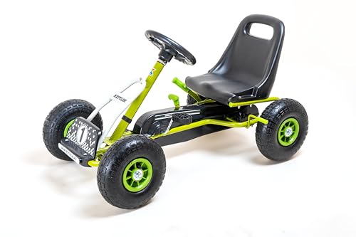 KETTLER Kettcar Retro I Tretauto mit Luftreifen I für Kinder ab 3 Jahren I Retro-Design I Handbremse (Grün)
